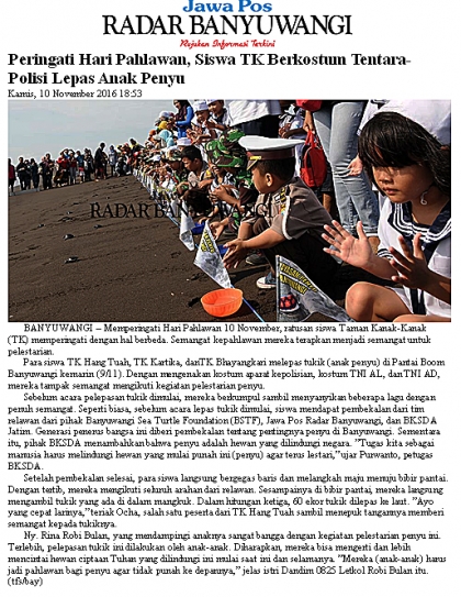 Pelepasliaran Tukik Memperingati Hari Pahlawan